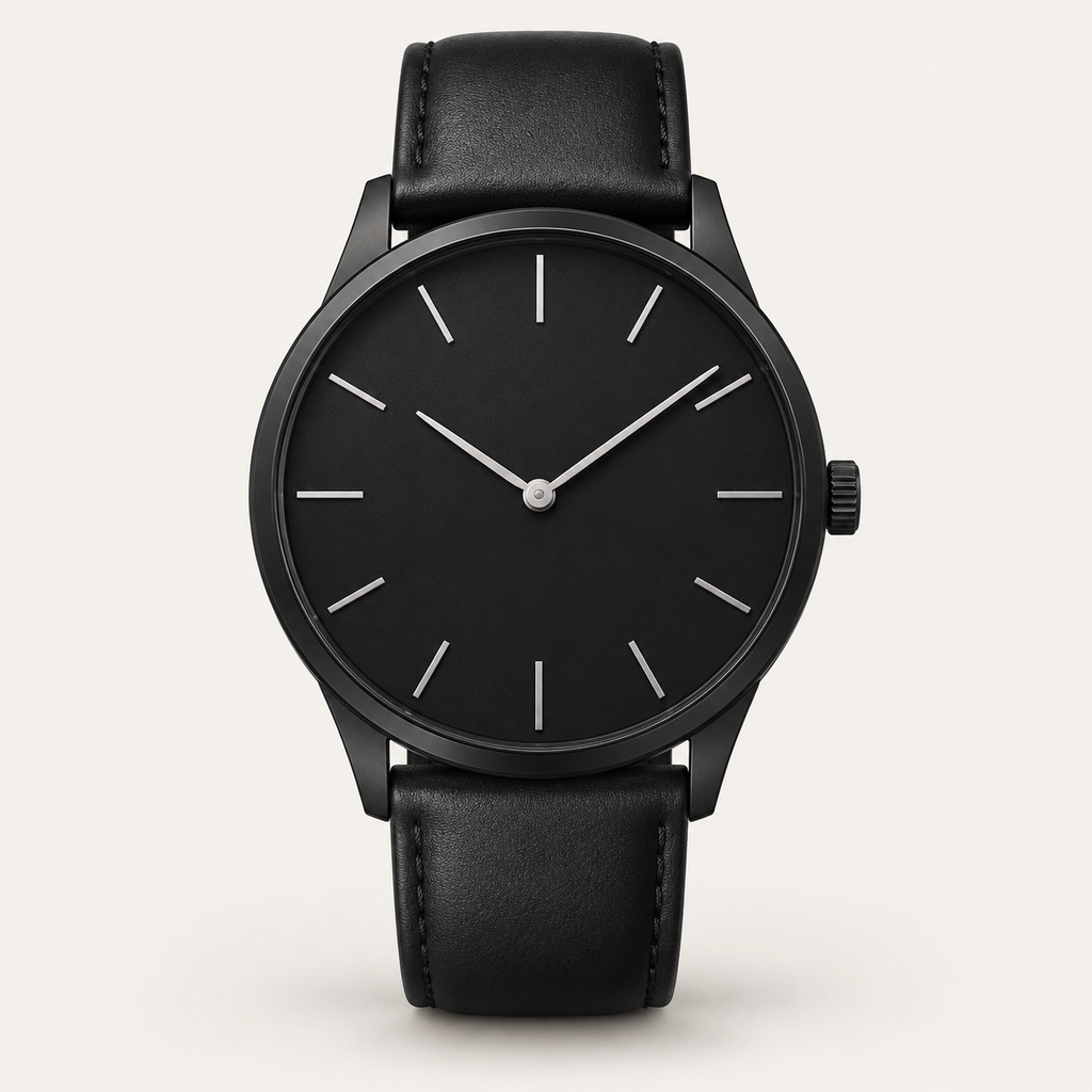 Arden — 40mm Minimalist in Black / Black Leather