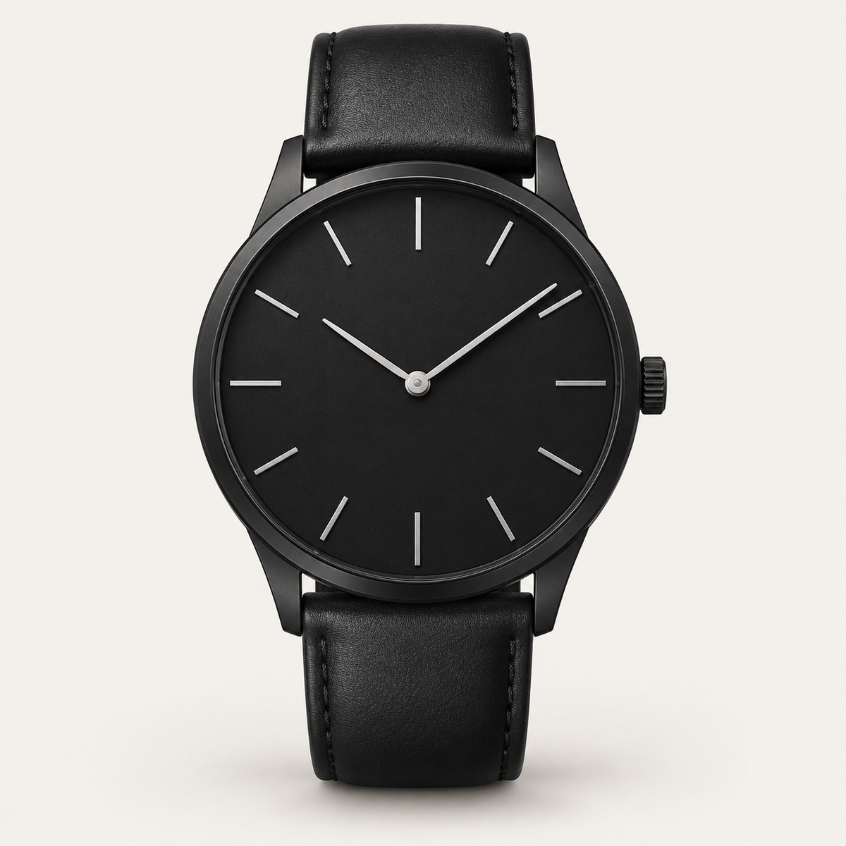 Arden — 40mm Minimalist in Black / Black Leather