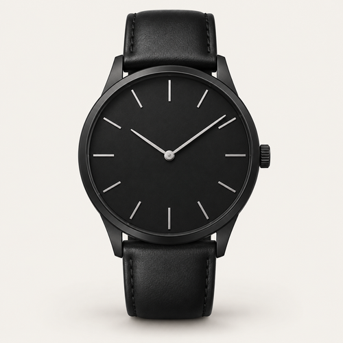 Arden — 40mm Minimalist in Black / Black Leather