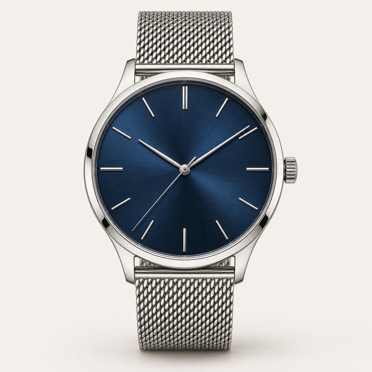 Arden — 40mm Minimalist in Navy / Steel Mesh