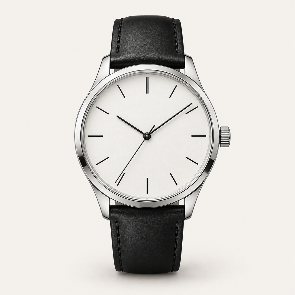 Arden — 40mm Minimalist in White / Black Leather