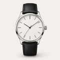 Arden — 40mm Minimalist in White / Black Leather