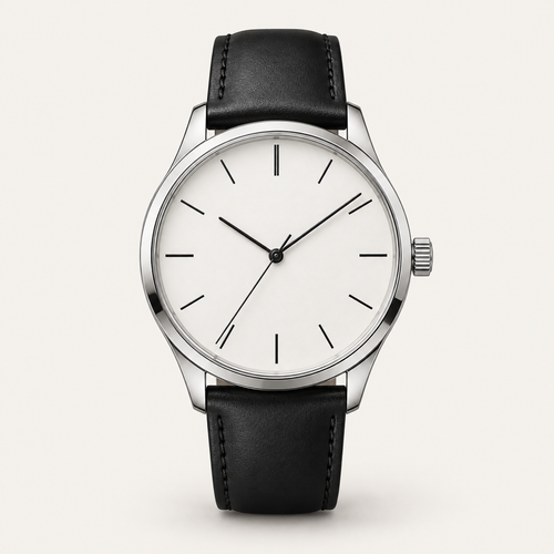 Arden — 40mm Minimalist in White / Black Leather