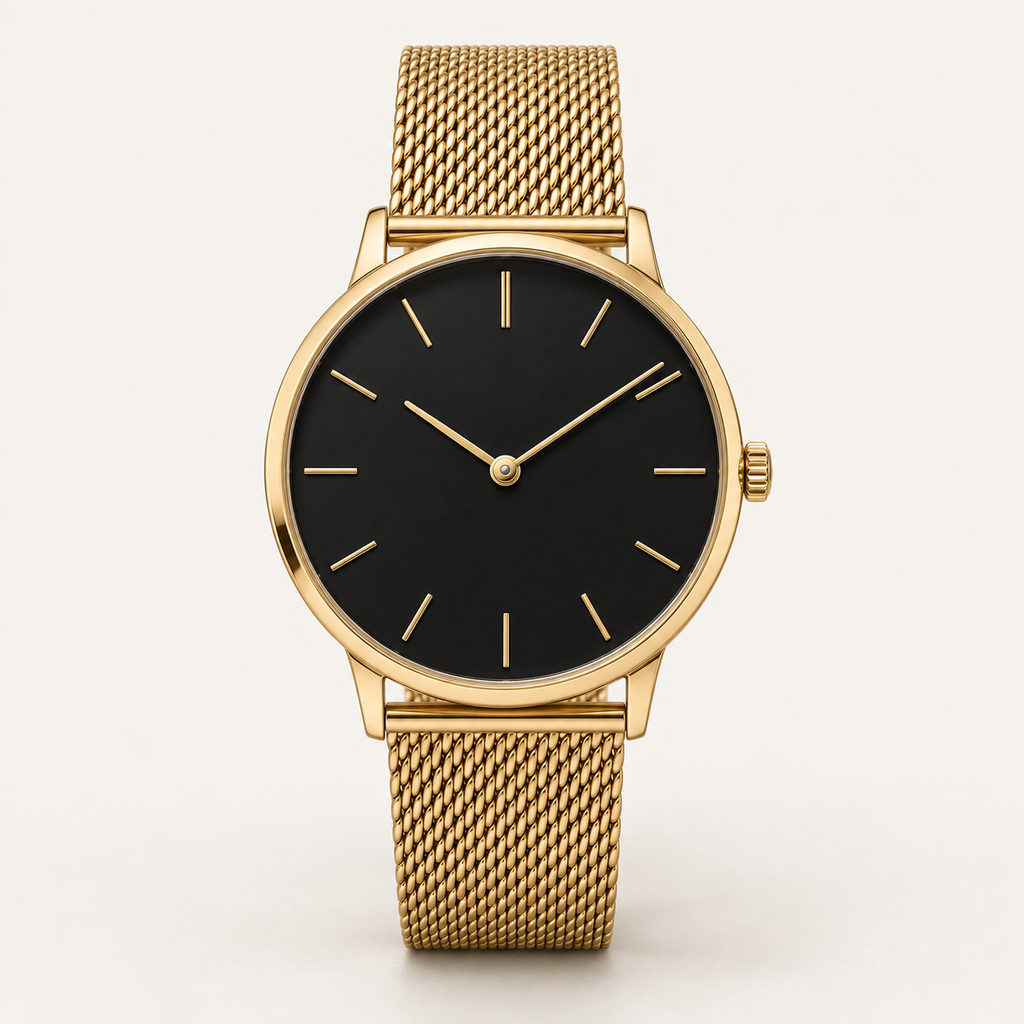 Arden Petite — 32mm in Black / Gold Mesh