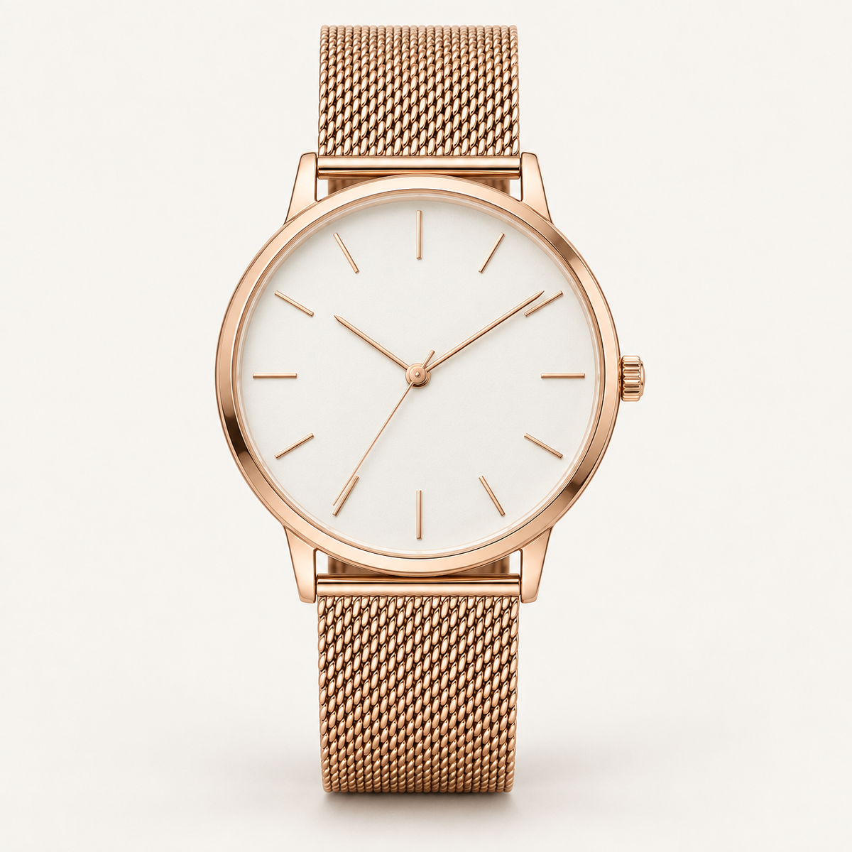Arden Petite — 32mm in White / Rose Gold Mesh