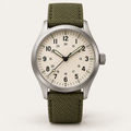 Halvard — 38mm Field Watch in Cream / Olive Canvas
