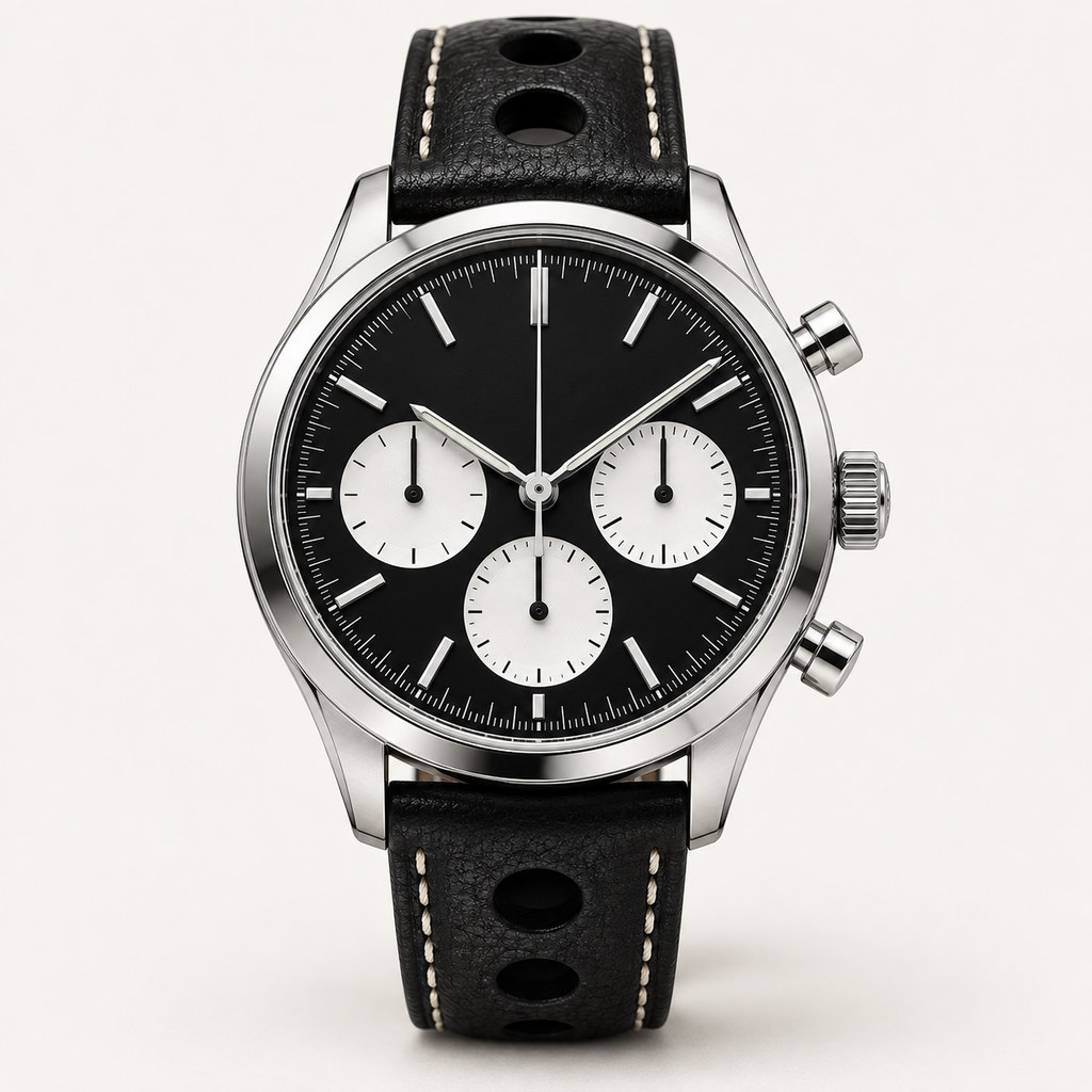 Monarch — 41mm Chronograph in Reverse Panda / Black Leather
