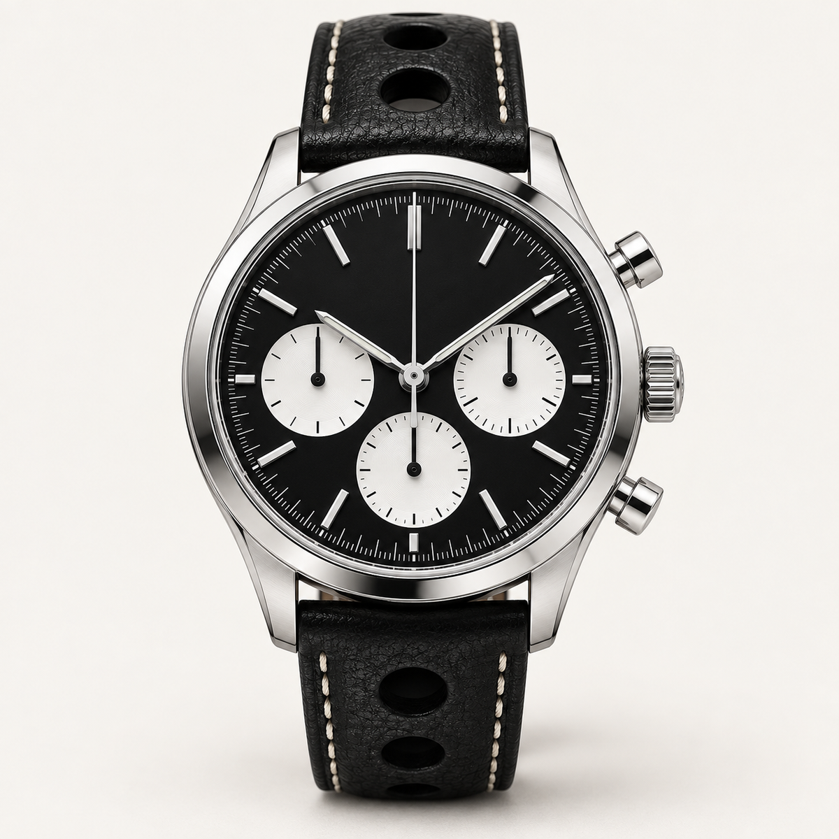 Monarch — 41mm Chronograph in Reverse Panda / Black Leather