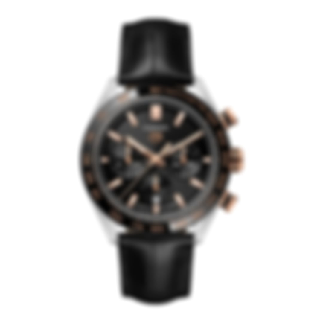 Carrera Chronograph – Black/Rose Gold Leather Strap