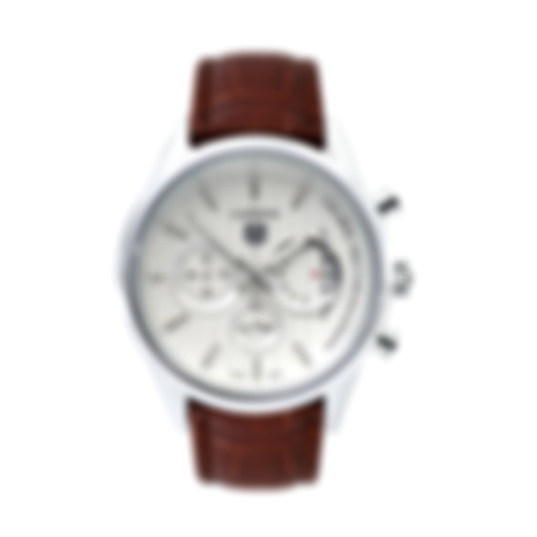 Carrera Chronograph – Silver Dial & Brown Leather Strap