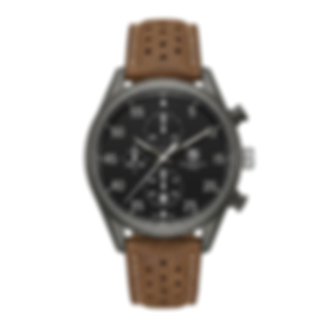Carrera Chronograph Black Brown Leather Strap