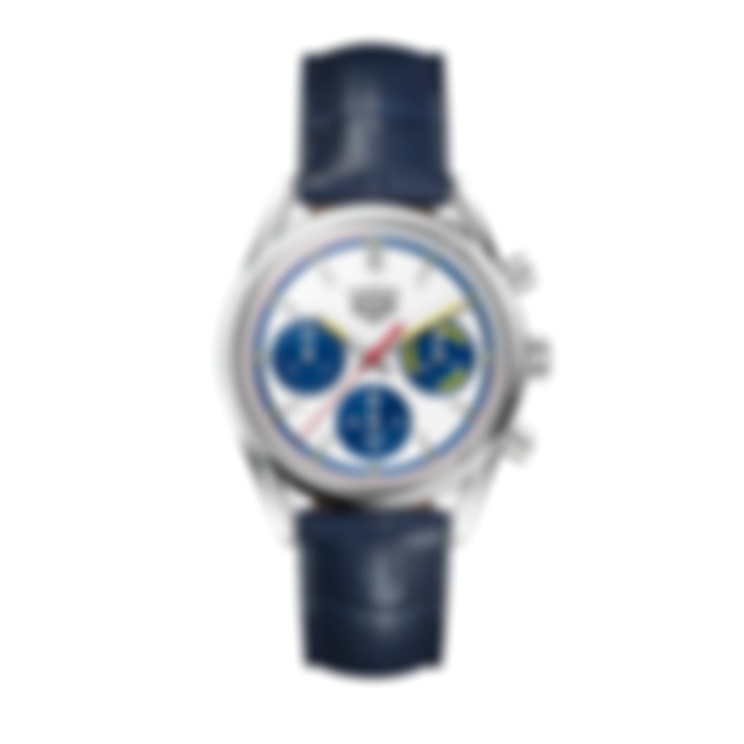 Carrera Chronograph – Silver & Blue | Leather Strap
